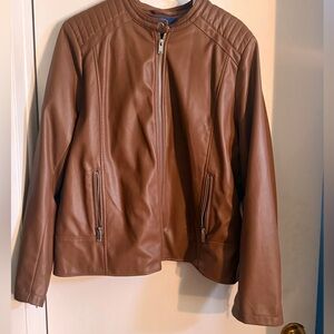Apt 9 Faux Brown Leather Moto Jacket XL